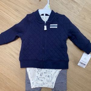 NWT Carter’s paint zip up and onsie matching set